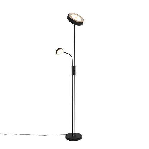 Vloerlamp zwart incl. LED en dimmer met leeslamp - Kelso, Huis en Inrichting, Lampen | Vloerlampen, Nieuw, Overige materialen