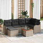 vidaXL Tuin Sofa Set 7 pcs Grijs Poly riet, Verzenden, Nieuw, Rotan