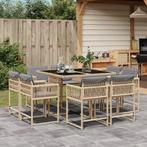 vidaXL 9-delige Tuinset met kussens poly rattan gemengd, Tuin en Terras, Nieuw, 8 zitplaatsen, Tuinset, Verzenden