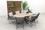 4 Seasons Fabrice antraciet/GI Edison 220x115 cm. - ovale, Tuin en Terras, Verzenden, Nieuw, Overige materialen, Tuinset