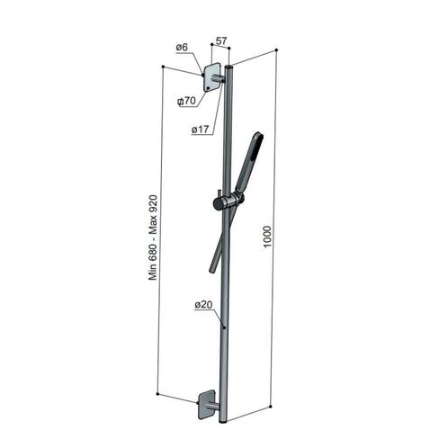 Glijstangset Hotbath Gal 100 cm Met Doucheslang 150 cm En, Doe-het-zelf en Verbouw, Sanitair, Ophalen of Verzenden