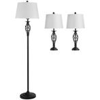 Lampenset - Tafel &amp; Vloerlampen - Zwart/Wit, Ophalen of Verzenden, Nieuw, Stof, Modern