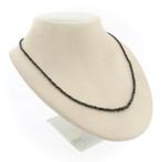 Zwarte diamanten kralenketting met gouden slot, Gebruikt, Overige kleuren, Ophalen of Verzenden, Met edelsteen