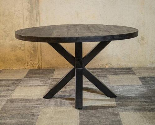 Ronde mango eettafel zwart Black Spider Ø150 cm |, Huis en Inrichting, Tafels | Eettafels, Nieuw, Ophalen of Verzenden