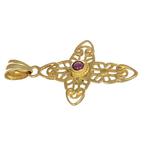 Hanger - 18 karaat Geel goud - 0.09ct. tw. Robijn