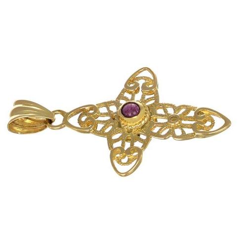Hanger - 18 karaat Geel goud - 0.09ct. tw. Robijn, Sieraden, Tassen en Uiterlijk, Antieke sieraden