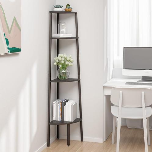 vidaXL Hoekkastje met 4 schappen 45,5x31,5x150 cm zwart, Huis en Inrichting, Kasten | Boekenkasten, 25 tot 50 cm, Nieuw, Overige houtsoorten