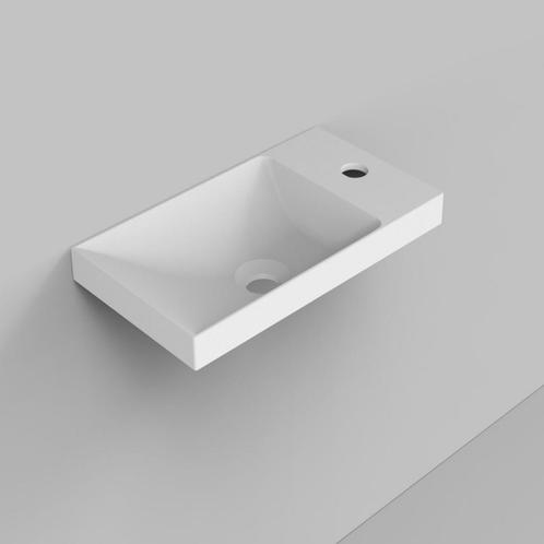 Fontein BWS Rechthoekig Cast Marble 40x22x10.6 cm Mat Wit, Doe-het-zelf en Verbouw, Sanitair, Overige typen, Nieuw, Ophalen of Verzenden
