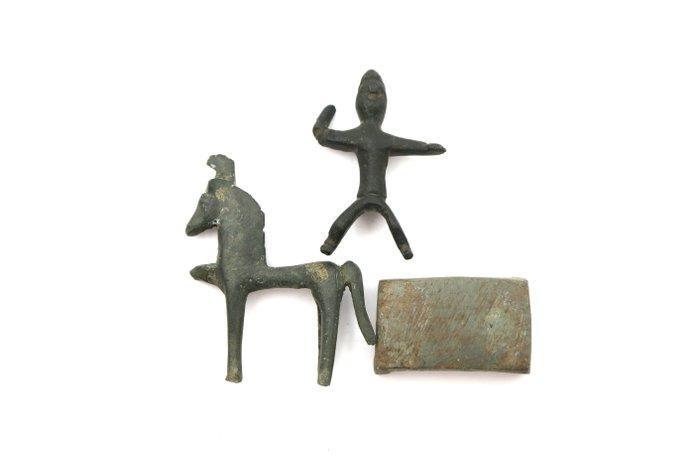 Romano - Thracian Brons Krijger Ruiter en Paard, Antiek en Kunst, Antiek | Overige Antiek
