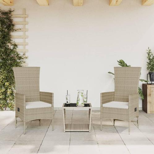 vidaXL 3-delige Tuinset met kussens poly rattan beige, Tuin en Terras, Tuinsets en Loungesets, Tuinset, Nieuw, Rotan, Verzenden