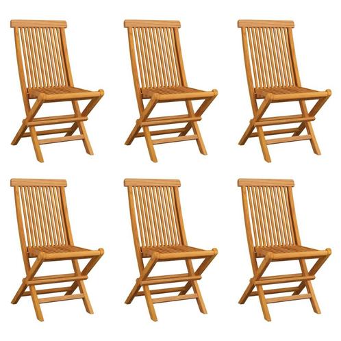 vidaXL Tuinstoelen 6 st inklapbaar massief teakhout, Tuin en Terras, Tuinstoelen, Nieuw, Teakhout, Verzenden