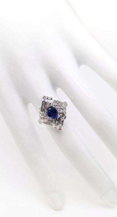 Ring Platina - 2.21ct. tw. Saffier - Diamant, Sieraden, Tassen en Uiterlijk, Ringen