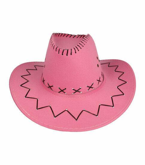 Cowboyhoed - Western hoed met stiksel onesize - Roze, Kleding | Dames, Hoeden en Petten