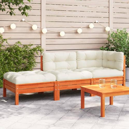 vidaXL Tuinbank 2-zits met kussens en voetenbank, Tuin en Terras, Tuinsets en Loungesets, Nieuw, Hout, Verzenden