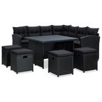 vidaXL 6-delige Loungeset met kussens poly rattan zwart, Tuin en Terras, Tuinsets en Loungesets, 6 zitplaatsen, Nieuw, Loungeset