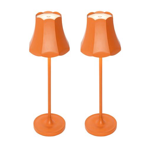 Set van 2 retro tafellampen oranje oplaadbaar IP44 - Granny, Huis en Inrichting, Lampen | Tafellampen, Nieuw, Minder dan 50 cm