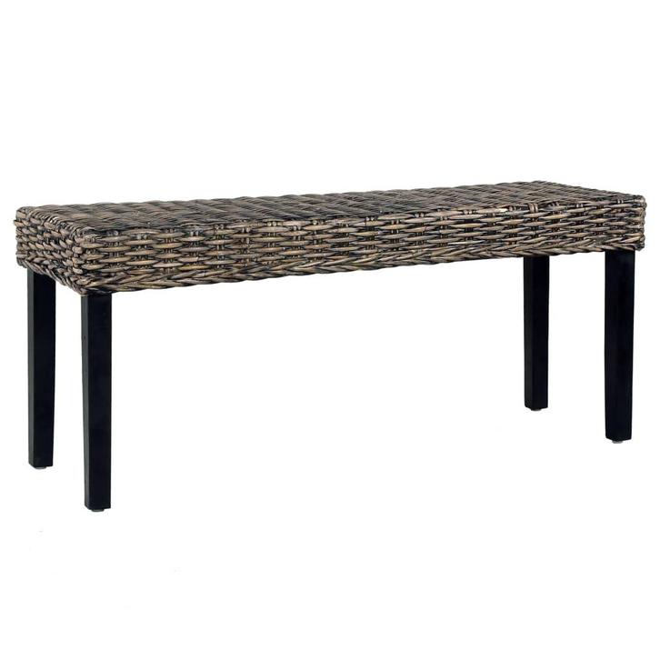 vidaXL Bankje 110 cm natuurlijk kubu rattan en massief, Huis en Inrichting, Tafels | Eettafels, Nieuw, Verzenden
