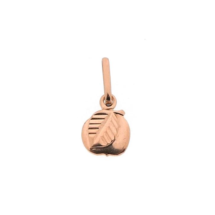 Rosé gouden hanger van een appel met blad (unisex, roségou, Sieraden, Tassen en Uiterlijk, Bedels, Gebruikt, Overige merken, Goud