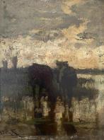 Jan Vrolijk (1845-1894) - Donker landschap met koeien