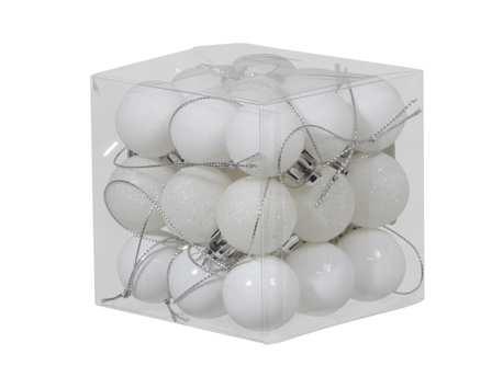Kerstballen 3cm. 27 stuks Wit combi kunststof onbreekbaar, Hobby en Vrije tijd, Knutselen, Nieuw, Ophalen of Verzenden