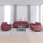 vidaXL 3-delige Loungeset met kussens stof wijnrood, Huis en Inrichting, Banken | Bankstellen, Verzenden, Nieuw, Vierpersoons of meer