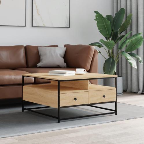 vidaXL Salontafel 80x80x45 cm bewerkt hout sonoma, Huis en Inrichting, Tafels | Salontafels, 50 tot 100 cm, Nieuw, Overige houtsoorten