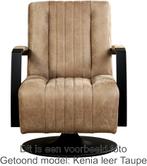 Bruine leren industriële draaifauteuils - staal zwart frame, Huis en Inrichting, Fauteuils, Nieuw, Ophalen of Verzenden, Modern