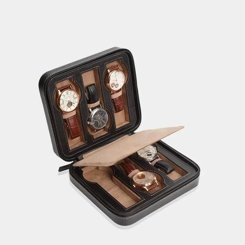 Horloge etui Zwart leder 6 Horloges Modalo, Sieraden, Tassen en Uiterlijk, Horloges | Heren, Nieuw, Verzenden