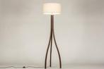 Rietveld Vloerlampen - Bruin, Beige, Hout - Stof, Hout, Huis en Inrichting, Lampen | Vloerlampen, Verzenden, Nieuw