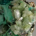 Groene bariet op Malachiet Kristallen met insluitsels van