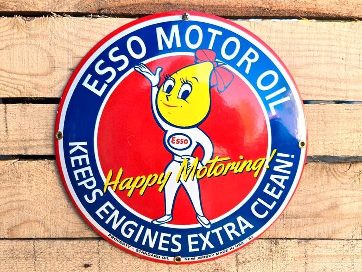 Esso Keeps engines extra clean vintage emaille bord, Verzamelen, Merken en Reclamevoorwerpen, Verzenden