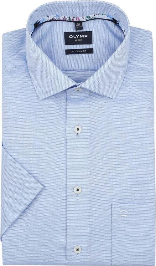 OLYMP Modern-Fit Korte Mouw Blauw maat 44 Heren, Kleding | Heren, Overhemden, Nieuw, Verzenden