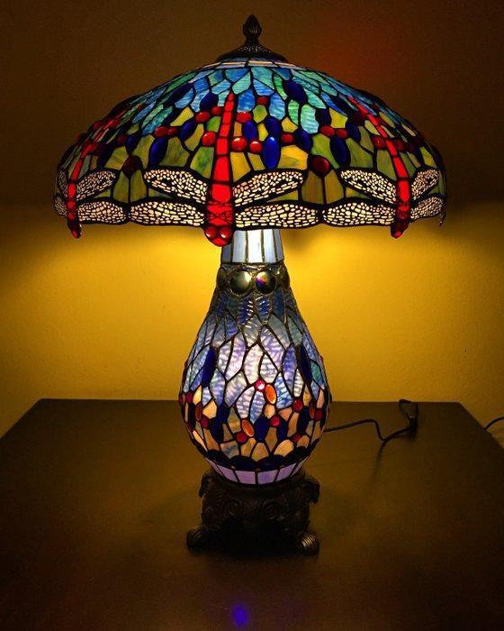 Tiffany stijl tafellamp Studio BLUE DRAGONFLY lamp met, Antiek en Kunst, Kunst | Designobjecten