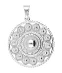 Zilveren Goese platte knop knoop 30 mm. ketting hanger
