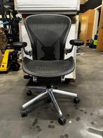 Herman Miller Aeron maat B bureaustoel Aluminium full option, Verzenden, Zwart, Zo goed als nieuw, Bureaustoel