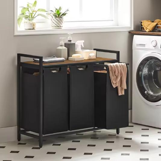 3-Vaks Wasmand met Rek – Uitschuifbare Waszakken en Staal, Huis en Inrichting, Woonaccessoires | Kisten, Nieuw, Verzenden