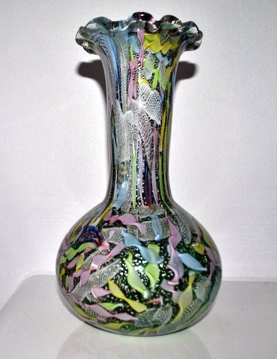 Murano - Vaas - Glas - Kleurige aventurijnlinten, Antiek en Kunst, Antiek | Glas en Kristal