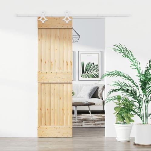 vidaXL Schuifdeur met beslag 70x210 cm massief grenenhout, Doe-het-zelf en Verbouw, Deuren en Horren, Nieuw, Verzenden