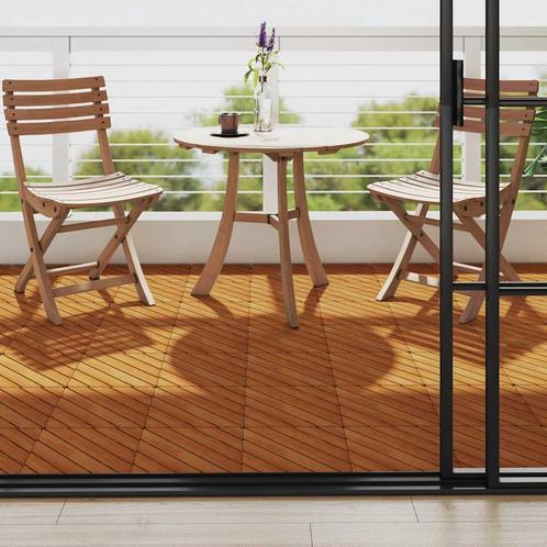 vidaXL Terrastegels 10 st 30x30 cm massief acaciahout, Doe-het-zelf en Verbouw, Vloerdelen en Plavuizen, Nieuw, Verzenden
