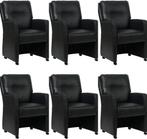 Zwarte leren landelijke eetkamerfauteuil - Granada leer Blac, Huis en Inrichting, Overige kleuren, Nieuw, Leer, Ophalen of Verzenden