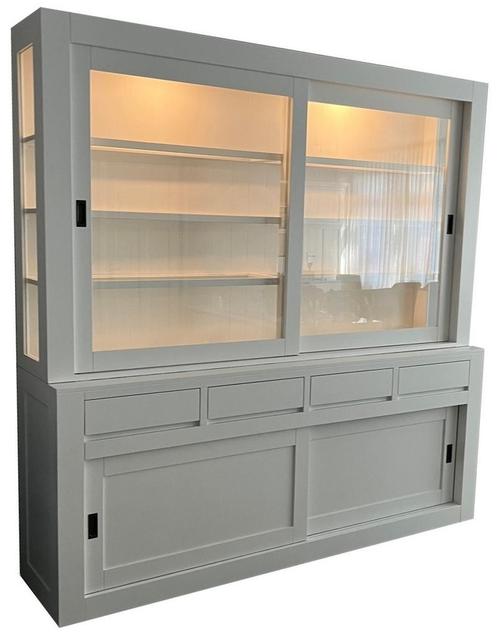 Witte strakke buffetkast Petten 220cm led verlichting, Huis en Inrichting, Kasten | Buffetkasten, Ophalen of Verzenden