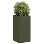 vidaXL Plantenbak 40x40x80 cm koudgewalst staal olijfgroen, Verzenden, Nieuw, Metaal