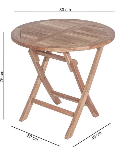 Teak Houten Klaptafel | Rond | Ø 80  Inklapbare Tuintafel, Tuin en Terras, Tuintafels, Nieuw, Verzenden
