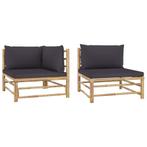 vidaXL 2-delige Loungeset met donkergrijze kussens bamboe, Verzenden, Nieuw, Hout, Loungeset