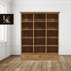 Landelijk klassieke boekenkast Derby - Teak - Ook in kleur!, 200 cm of meer, 150 tot 200 cm, Teakhout, Nieuw