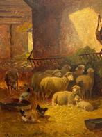 Ch. Herve (XIX) - Rastende Herde, Antiek en Kunst