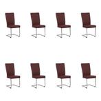 Set van 8 Leren eetkamerstoelen Dry - Toledo Bordeaux, Huis en Inrichting, Stoelen, Ophalen of Verzenden, Nieuw, Leer, Vijf, Zes of meer stoelen