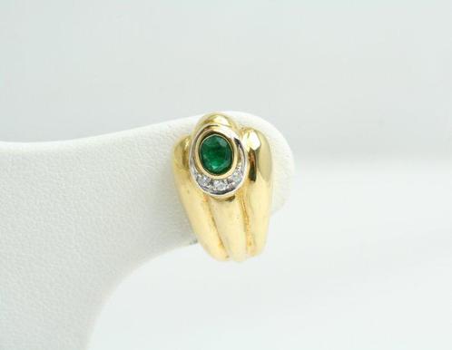 Oorbellen - 18 karaat Geel goud, Witgoud Smaragd - Diamant -, Sieraden, Tassen en Uiterlijk, Oorbellen
