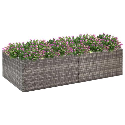 vidaXL Plantenbak 157x80x40 cm poly rattan grijs, Tuin en Terras, Bloembakken en Plantenbakken, 100 cm of meer, Nieuw, Kunststof