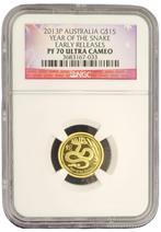 Gouden Lunar II - 1/10 oz 2013 Year of the Snake PF70UCAM, Postzegels en Munten, Goud, Losse munt, Verzenden